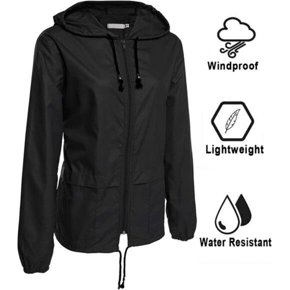 Raincoat Women Lightweight Waterproof Rain Jackets Packable Outdoor Hooded - Picture 2 of 5